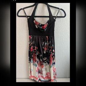 Women's Fashion Multi Color Black Strapless Midi Dress Festival Academia